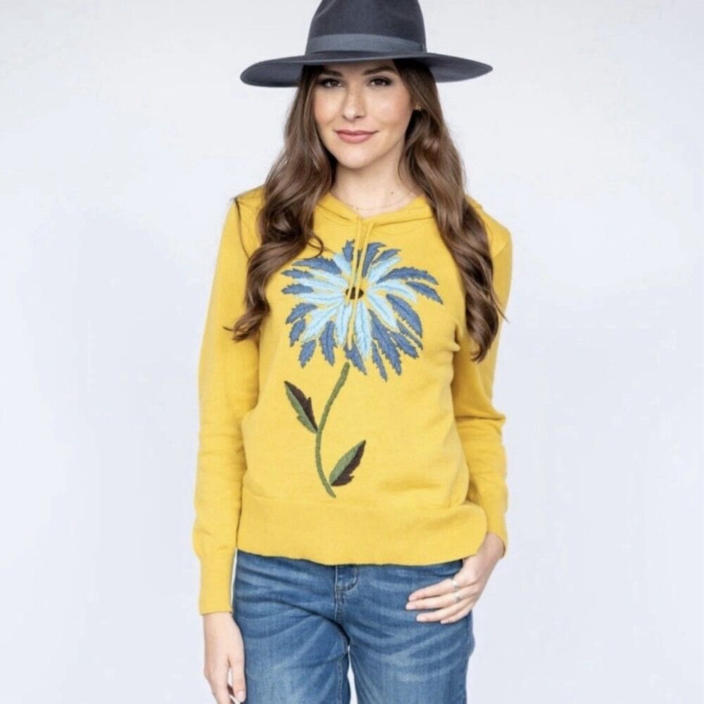 Evy’s Tree SMALL The Naomi Embroidered Luxury Cotton Hoodie Yellow Mustard